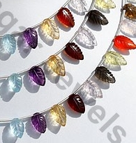 Semi Precious Multi  Carved Leaf