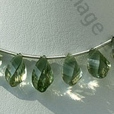 Green Amethyst Gemstone Twisted Tear drops beads