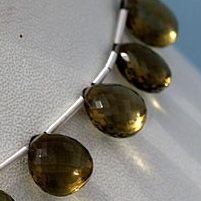 Olive Quartz  Heart Briolette