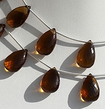 Cognac Quartz  Flat Pear Briolette