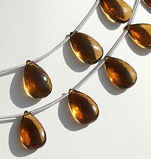 Cognac Quartz  Flat Pear Briolette