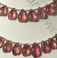 Strawberry Quartz Flat Pear Briolette