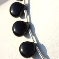 8 inch strand Black Spinel  Heart Plain