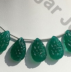 Green Onyx Carved Flat Pear