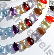 Semi Precious Gemstone flat pear briolette