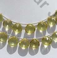 Lemon Quartz  Concave Cut Faceted Heart