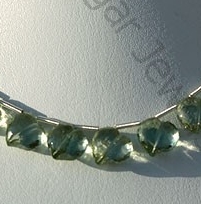 Green Amethyst Gemstone Faceted Chubby Heart 