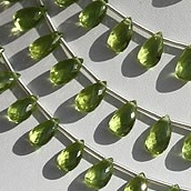 Peridot Gemstone Beads  Flat Pear Briolette
