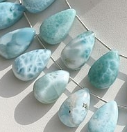 Larimar Gemstone Flat Pear Plain