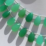 Chrysoprase Gemstone  Flat Pear Briolette