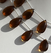 Cognac Quartz  Flat Pear Briolette