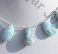 Larimar Gemstone Flat Pear Briolette