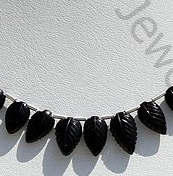 Black Spinel  Carved Leaf