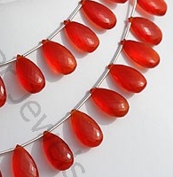 Carnelian Gemstone Flat Pear Briolette