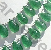 Green Strawberry Quartz Flat Pear Briolette