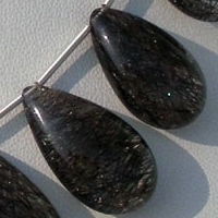 Black Rutilated Quartz  Flat Pear Plain