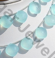 Dyed Blue Chalcedony  Puffed Diamond Cut