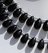Black Spinel  Flat Pear Briolettes
