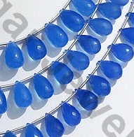 Navy Blue Chalcedony Tear Drop Briolette