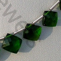 Chrome Diopside Puffed Diamond Cut Cushion Shape