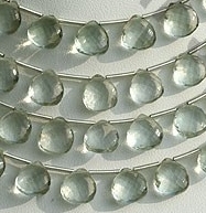 Green Amethyst Gemstone Heart Briolette