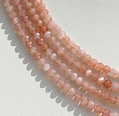 Pink Moonstone Faceted Rondelles 