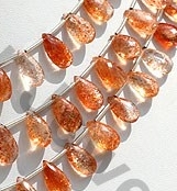 Sunstone Gemstone Flat Pear Briolette