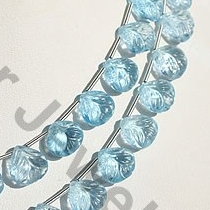 Blue Topaz Carved Heart Beads