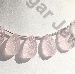 Rose Quartz Carved Flat Pear