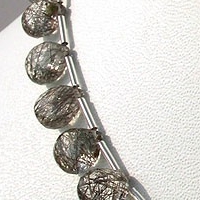 Black Rutilated Quartz  Heart Briolette
