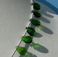 Chrome Diopside  Flat Pear Briolette