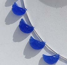 Navy Blue Chalcedony Half Moon Cut