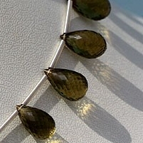 Olive Quartz  Tear Drops Briolette