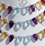 Semi Precious Multi  Carved Leaf