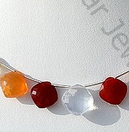 Mexican Fire Opal Cushion Beads