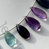Fluorite Gemstone Beads  Flat Pear Briolette