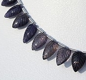 8 inch strand Iolite Gemstone Beads  Carved Leaf