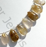 Golden Rutilated Quartz Flat Pear Plain