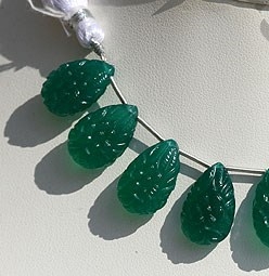 Green Onyx Carved Flat Pear