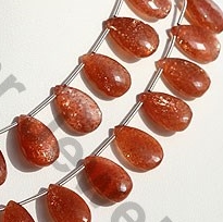 Sunstone Gemstone Flat Pear Briolette