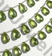 Peridot Gemstone Beads  Flat Pear Briolette