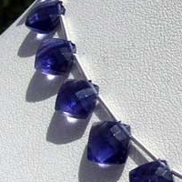 wholesale Iolite Gemstone Beads Puffed Diamond Cut