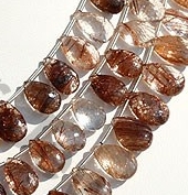 Copper Rutilated Quartz  Flat Pear Briolette