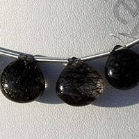 Black Rutilated Quartz  Heart Plain