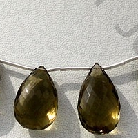 Olive Quartz  Flat Pear Briolette