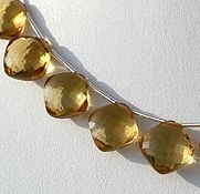 Cognac Quartz Gemstone Cushion Beads
