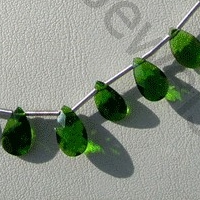 Chrome Diopside  Flat Pear Briolette