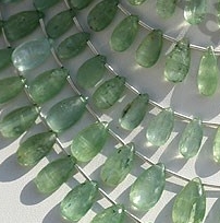 Green Kyanite Flat Pear Briolette