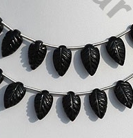 Black Tourmaline Carved Leaf