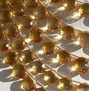 8 inch strand Citrine Gemstone  Puffed Diamond Cut